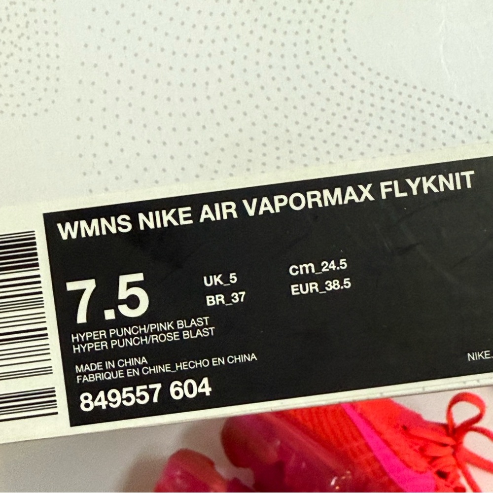 NIKE NEON HOT PINK BLAST HYPER PUNCH AIR VAPORMAX FLYKNIT KNIT SHOES SNEAKERS - Picture 9 of 9